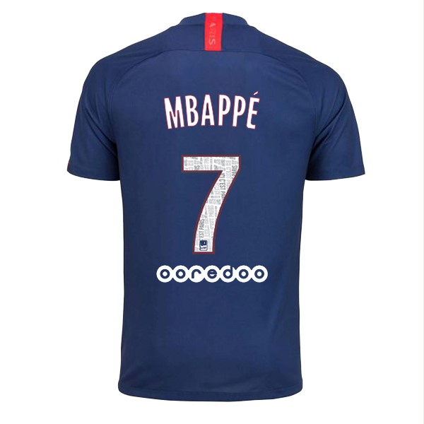 Camiseta Paris Saint Germain NO.7 Mbappe Primera equipación 2019-2020 Azul